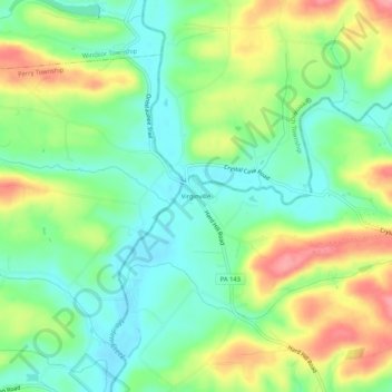 Mappa topografica Virginville, altitudine, rilievo