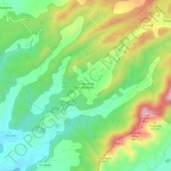 Mappa topografica Can Ferrer de la Cogullada, altitudine, rilievo