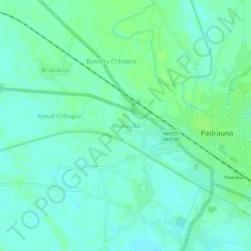 Mappa topografica Bharaulia, altitudine, rilievo