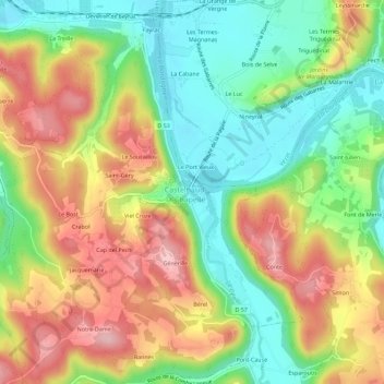 Mappa topografica Tournepicque, altitudine, rilievo