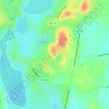 Mappa topografica Mendon Ponds Park, altitudine, rilievo
