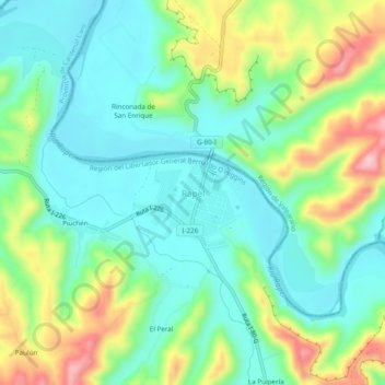 Mappa topografica Rapel, altitudine, rilievo
