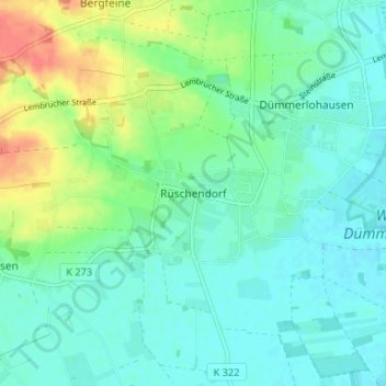 Mappa topografica Rüschendorf, altitudine, rilievo