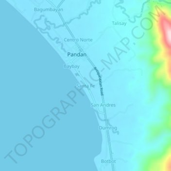 Mappa topografica Santa Fe, altitudine, rilievo