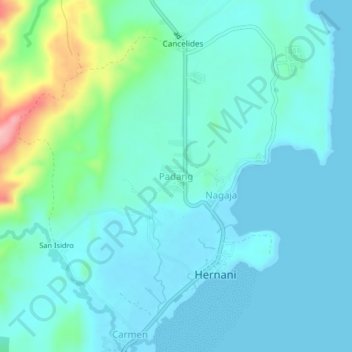 Mappa topografica Padang, altitudine, rilievo