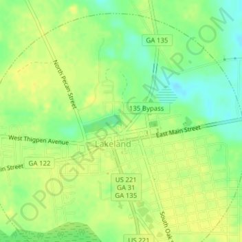 Mappa topografica Lake Irma Dam, altitudine, rilievo