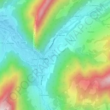 Mappa topografica Le Clos, altitudine, rilievo