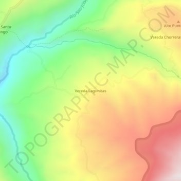 Mappa topografica Vereda Lagunitas, altitudine, rilievo