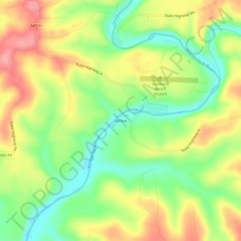 Mappa topografica Althea, altitudine, rilievo