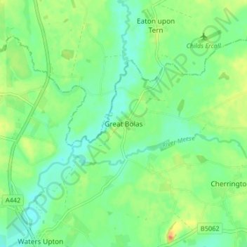 Mappa topografica Great Bolas, altitudine, rilievo
