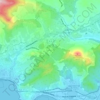 Mappa topografica Stiletto, altitudine, rilievo