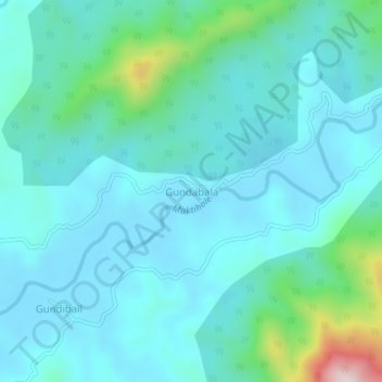 Mappa topografica Gundabala, altitudine, rilievo