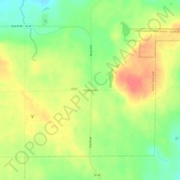 Mappa topografica Goetzville, altitudine, rilievo