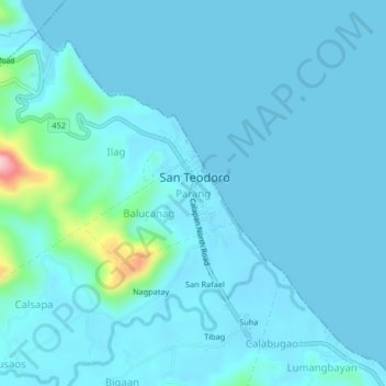 Mappa topografica Parang, altitudine, rilievo