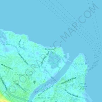 Mappa topografica Bonbon, altitudine, rilievo