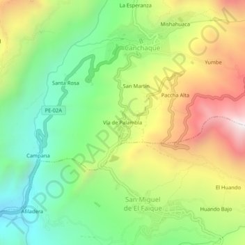 Mappa topografica Vía de Palambla, altitudine, rilievo