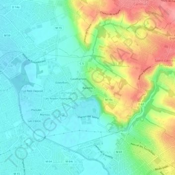 Mappa topografica Balados, altitudine, rilievo
