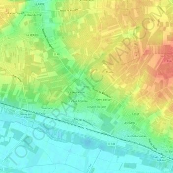 Mappa topografica Nouy, altitudine, rilievo