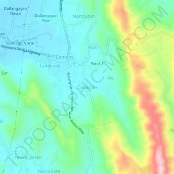 Mappa topografica Cadaclan, altitudine, rilievo