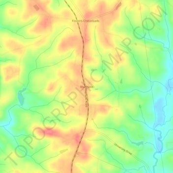 Mappa topografica Riverside, altitudine, rilievo