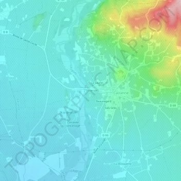 Mappa topografica L'Oliveraie, altitudine, rilievo