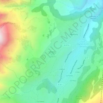 Mappa topografica Lachaup, altitudine, rilievo