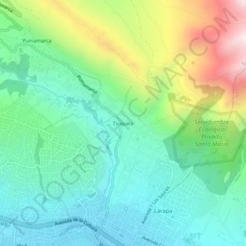 Mappa topografica Ticapata, altitudine, rilievo
