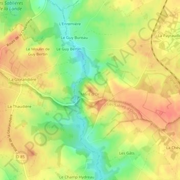 Mappa topografica Mont d'Or, altitudine, rilievo