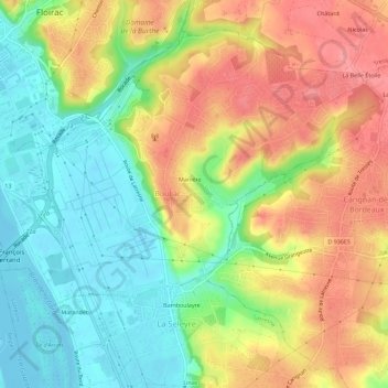 Mappa topografica Berliquet, altitudine, rilievo
