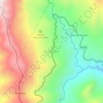 Mappa topografica La Divisoria, altitudine, rilievo