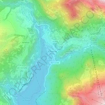 Mappa topografica El Pueyo de Jaca, altitudine, rilievo