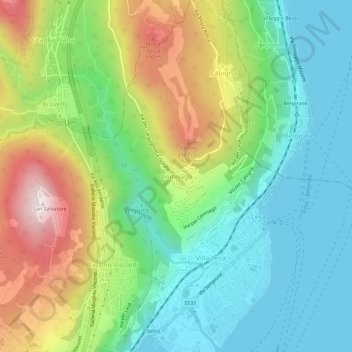 Mappa topografica Comnago, altitudine, rilievo