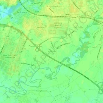 Mappa topografica Villanova, altitudine, rilievo