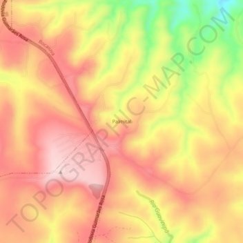Mappa topografica Palmital, altitudine, rilievo