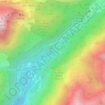 Mappa topografica Gorgas de Alba, altitudine, rilievo