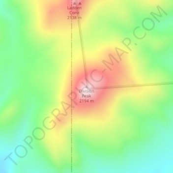 Mappa topografica Division Peak, altitudine, rilievo