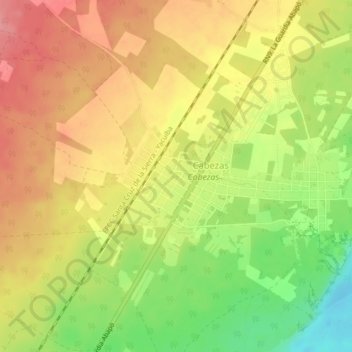 Mappa topografica Cabezas, altitudine, rilievo