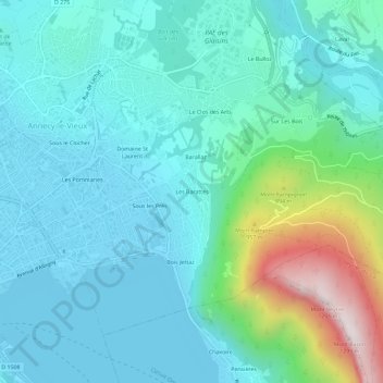 Mappa topografica Les Barattes, altitudine, rilievo