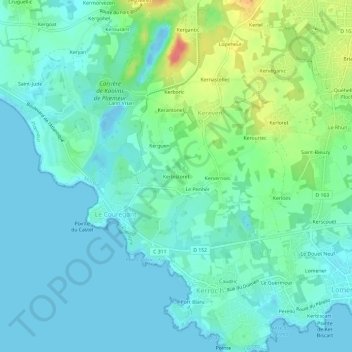 Mappa topografica Kerbistoret, altitudine, rilievo