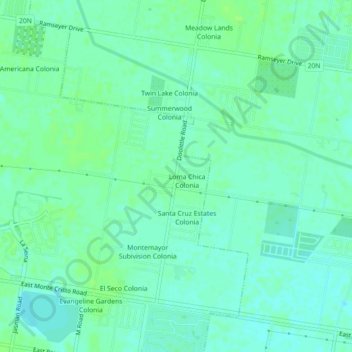 Mappa topografica Doolittle, altitudine, rilievo