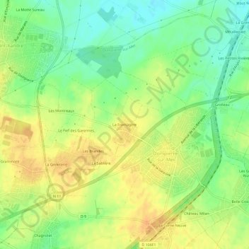 Mappa topografica La Fromagère, altitudine, rilievo