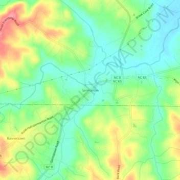 Mappa topografica Germanton, altitudine, rilievo