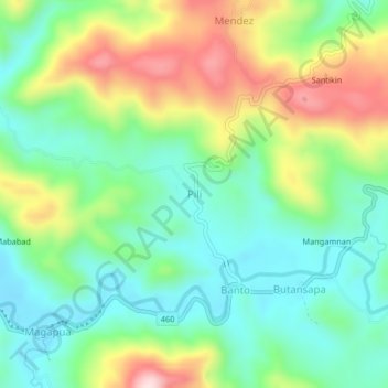 Mappa topografica Pili, altitudine, rilievo