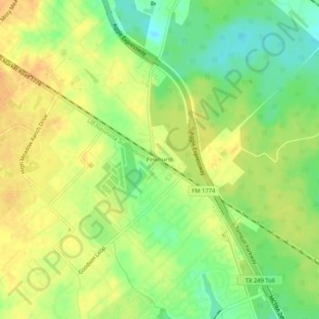 Mappa topografica Pinehurst, altitudine, rilievo