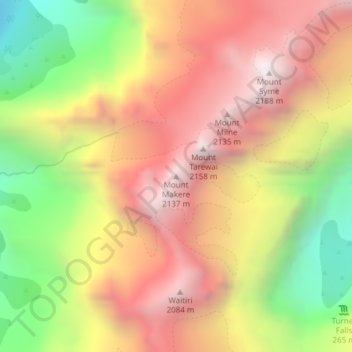 Mappa topografica Mount Makere, altitudine, rilievo