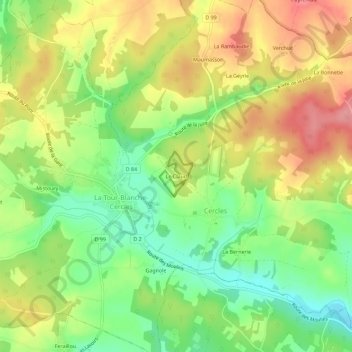 Mappa topografica Le Claud, altitudine, rilievo