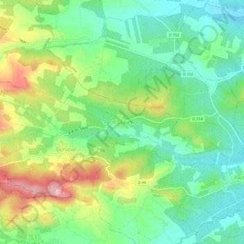 Mappa topografica Pech-Saalamou, altitudine, rilievo