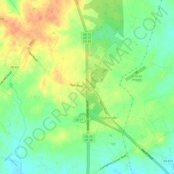 Mappa topografica Opal, altitudine, rilievo