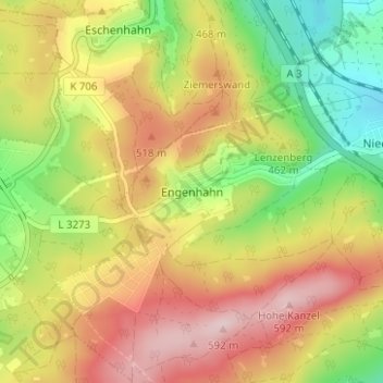 Mappa topografica Engenhahn, altitudine, rilievo