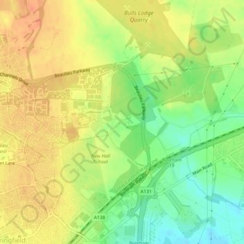Mappa topografica Bulls Lodge, altitudine, rilievo